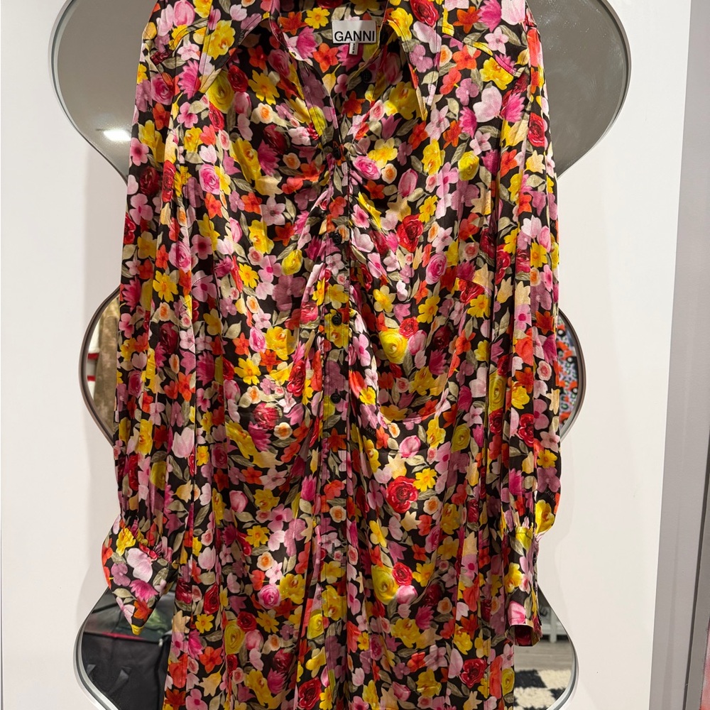 Ganni Multicolor Floral Blouse